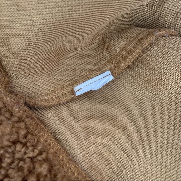 J.O.A. Sherpa Hoodie Maple Brown Fleece Drawstring Relaxed Fit Small - Picture 7 of 8